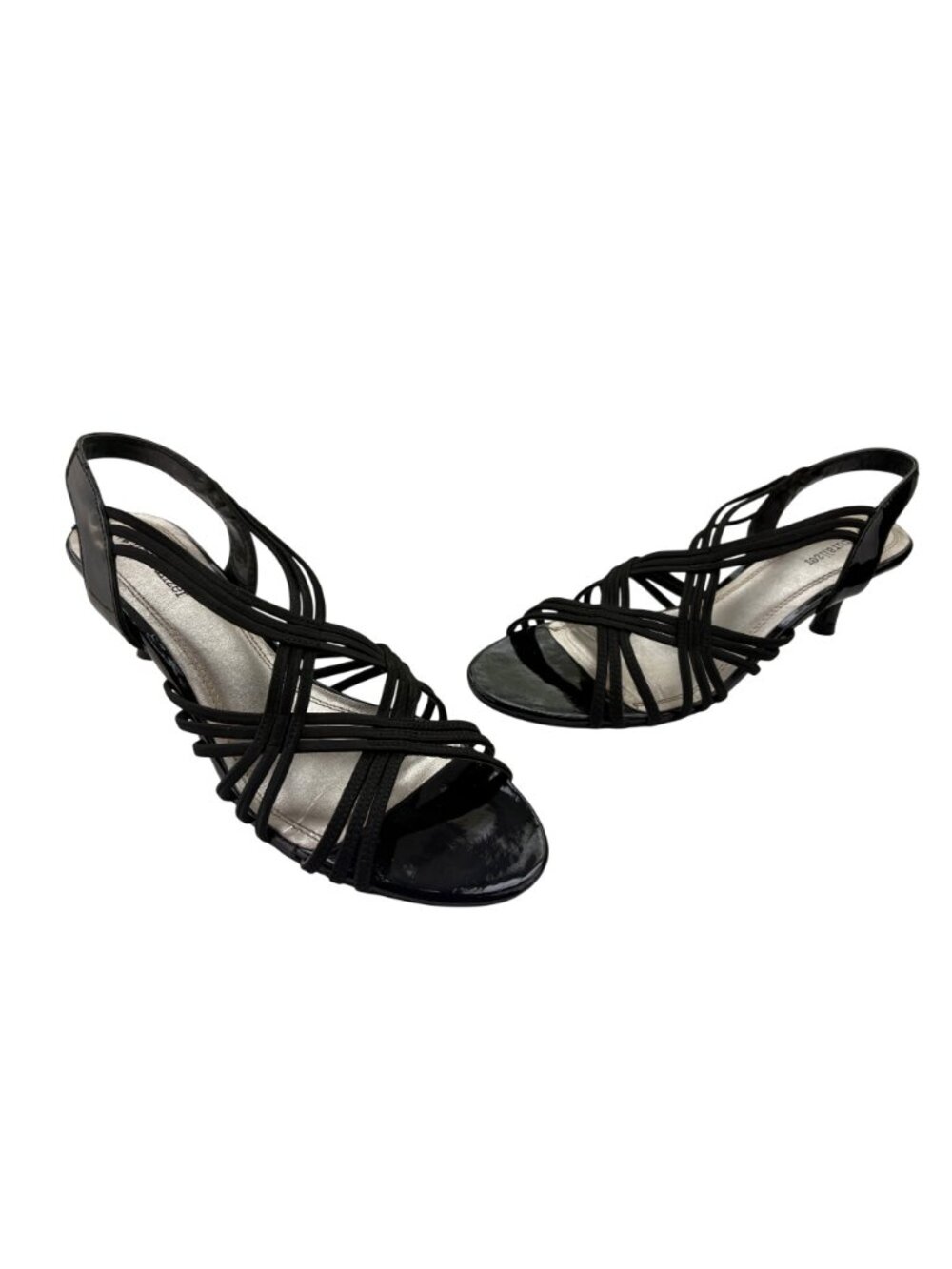 Naturalizer Black Patent Strappy Slingback Kitten Heels Sandal Size 9.5 M - Picture 2 of 10
